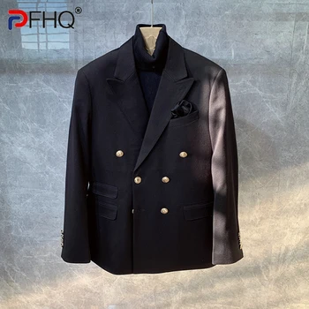 PFHQ Sonbahar erkek Gelgit Düz Renk takım elbise Ince Kruvaze Şık Çok Yönlü Haute Kaliteli Orijinal Niş Tasarım 21Z1838
