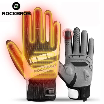 ROCKBROS resmi kış ısıtmalı eldiven USB elektrikli kayak snowboard eldiveni tam parmak bisiklet eldiven dokunmatik ekran sıcak