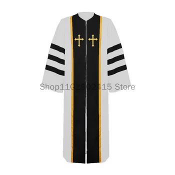 Ortaçağ Erkekler Kilise Namaz Robe elbise Retro Rahip Keşiş Misyoner Pelerin Uzun Ceket Parti Cosplay Kostüm Cadılar Bayramı Karnaval Elbise