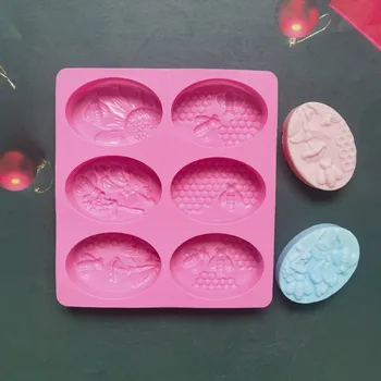 Oval Arı Sabun Sabun Silikon Sabun Kalıp DIY Aromaterapi El Sanatları Yapımı Sabun Kalıp Mum Kek Kalıbı