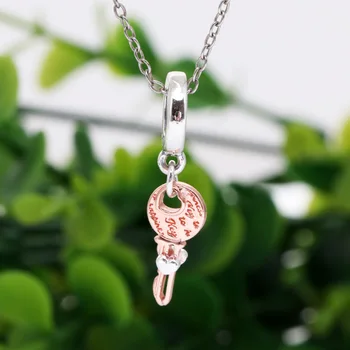 Yeni Orijinal 925 Ayar Gümüş Boncuk Gül Aşk Kalp Anahtar Dangle Charm Fit Pandora Bilezik DIY Kadınlar Kız Takı Dropship
