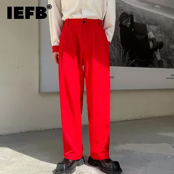IEFB erkek Takım Elbise Pantolon Açık Lüks İnce günlük pantolon Geniş Bacak Moda 2023 Yeni Düz Renk Kore Trend Erkek Giyim 9A8043