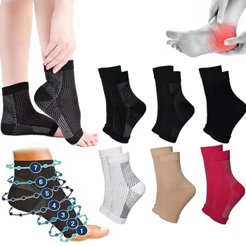 1 Çift Bakır İnfüzyon varis çorabı Ayak Bileği Desteği Ağrı kesici Çorap Ayak Anti-Yorgunluk Sıkıştırma Spor Koşu Yoga Çorap