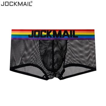 JOCKMAIL Boxer Erkek baksır şort Erkek İç Çamaşırı Seksi Eşcinsel Erkek erkek İç Çamaşırı Boksörler Mesh Boxershorts Külot Külot Adam