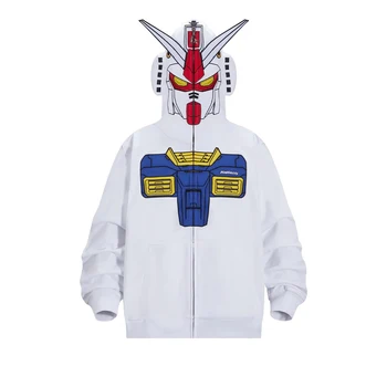 Anime Gundam Cosplay Hoodie Giyim Erkekler fermuarlı ceket Üst Streetwear Tişörtü Ceket Hip Hop Şapka Üstleri Rahat Dropship