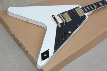 Alien 6 telli elektro gitar, beyaz gövde, renk eşleştirme boynu satışı özelleştirilebilir.