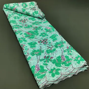 Lüks Afrika Dantel Kumaş 2023 Son yeşil Hint sari kumaş Yüksek kalite tül 3D pullu dantel kumaş düğün elbisesi malzeme