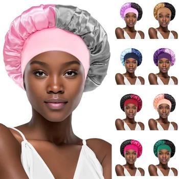 Yeni Geniş Kenar Renkli Uyku Şapka kadın Moda Elastik Kemoterapi Şapka Çift Renk Eklenmiş Saç Bakımı Yıkama Şapka