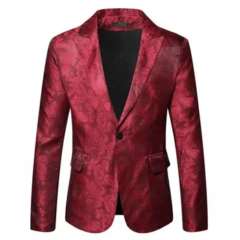 Ilkbahar ve Sonbahar Rahat Blazer Ceket Takım Elbise Parti Elbise High-end Moda Lüks erkek Kırmızı Çiçek Blazers İş günlük giysi