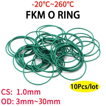 10 adet CS 1.0 mm OD 3~30mm Yeşil FKM Flor Kauçuk O Ring Sızdırmazlık Contası Yalıtım Yağı Yüksek Sıcaklık Dayanımı Yeşil