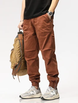2023 Yeni Yaz Kargo Pantolon Erkekler Pamuk Casual Slim Fit Joggers Moda İpli Zip Bacak İş Pantolonu Erkek Streetwear