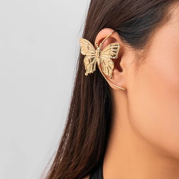 Olmayan Piercing Kelebek Kulak Klipleri Kelebek Küpe Kadınlar Altın Gümüş Renk Bildirimi Wrap Kulak Manşet Takı Hediye Dropshipping