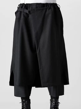 27-46 2023 Erkek kadın Giyim Yamamoto Yoshi Tarzı Elbiseler Yün Çift Katmanlı Etek Pantolon Culottes Artı Boyutu Kostümleri