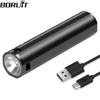 BORUiT FC900 LED el feneri 3 Modlu USB şarj edilebilir Meşale Dahili Pil Su Geçirmez Açık Kamp Balıkçılık Gece Sürme