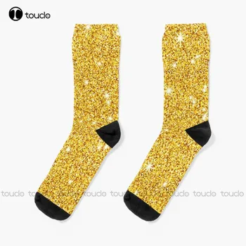 Glitter Sparkle Altın Etkisi Çorap Kızlar futbol çorapları Kişiselleştirilmiş Özel Unisex Yetişkin Genç Gençlik Çorap 360° Dijital Baskı