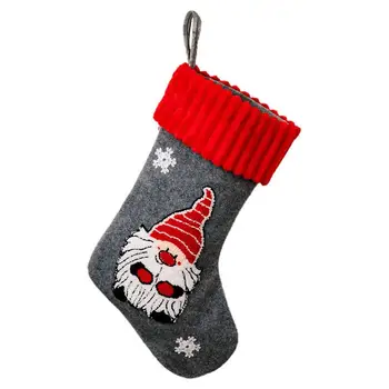 Noel Ağacı Çorap Büyük Noel Keçe Çorap 3D Gnome Manşet hediye keseleri Dekoratif yılbaşı dekoru İçin Kordon İle