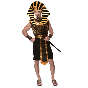 mısır firavunu kostüm erkekler altın parti elbise masquerade Cadılar Bayramı kostüm performans kostüm cosplay firavun aksesuarları