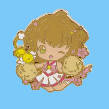 AD2605 Anime Sakura Kız Emaye Pin Broş Giysi yaka İğneler Takı Evrak Çantası Sırt Çantası Rozeti Aksesuarları