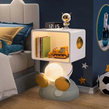 Iskandinav Modern Başucu Masa Led Gece Lambası Yatak Odası Beyaz Depolama Komodinler Beyaz Minimalist Armarios De Dormitorio Mobilya