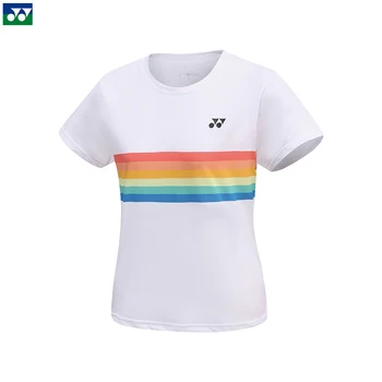 Kadın T Shirt Gökkuşağı Badminton Tenis Parça Üstleri T Shirt Unisex Nefes Hızlı Kuru kadın T Shirt Üstleri Camisetas