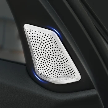 Araba Kapı A-pillar Ses Hoparlör Dekorasyon Kapak Paslanmaz Çelik Koruma Sticker İç Aksesuarları BMW 3 Serisi İçin G20