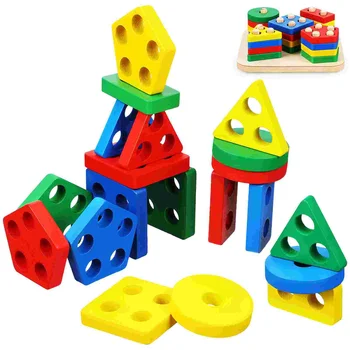 Woodedn Blok Oyuncaklar Blokları Montessori Oyuncaklar Toddlers Bulmacalar Sıralama Istifleme Ahşap Woodedn Bebek Çocuk Eğitici