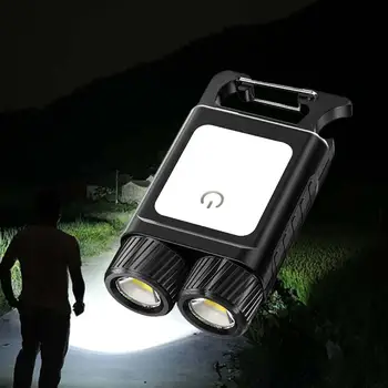 Işıklı anahtarlık Süper parlak LED 6 İşık Modları Açık Kamp Braketi ile COB Taşınabilir Çalışma Yürüyüş Mini Anahtarlık Çalışma ışığı