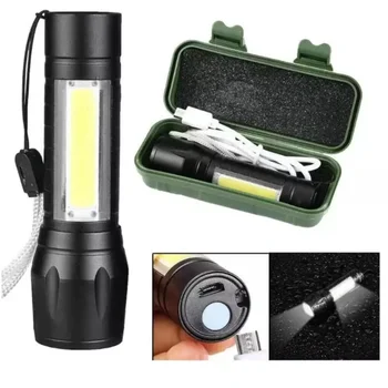 Mini Lanterna Com Zoom 14500 Multifuncional Luz Forte À Prova D'água LED Externa USB Recarregável Portátil COB Luz De Trabalho