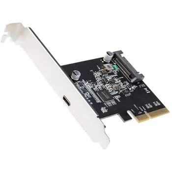 IOCREST USB 3.2 PCI Express Genişletme Kartı PCI-E 4X to USB3. 2 Gen2 X2 Tip-C 20Gbps SATA Powered ASMedıa ASM3242