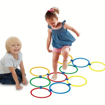 10 ADET Çocuklar Açık Oyuncaklar Seksek Halka Atlama Çocuklar İçin Spor Açık Oyun Dışında Oyuncaklar Çocuk Karnaval Oyunu