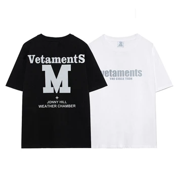 Vetmements Rahat Klasik Logo kısa kollu tişört Yaz Erkek Kadın Tee