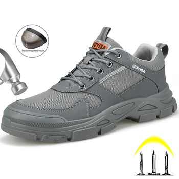 Nefes güvenlik ayakkabıları Botları Erkekler Delinmez İş Sneakers Erkek Çelik burunlu iş ayakkabısı Erkekler Yıkılmaz İnşaat Ayakkabıları