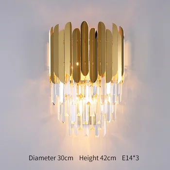 Dekorasyon LED Aplik Lamba Altın Modern iç mekan duvar ışığı Oturma Odası Yatak Odası Başucu Kristal Duvar Lambası Banyo