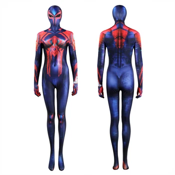 2099 Örümcek Cosplay Kostüm Süper Kahraman Cosplay 3D Dijital Baskılı Örümcek Bodysuit Maskesi Cadılar Bayramı Zentai Suit Kadınlar için
