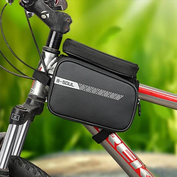 B-SOUL Bisiklet Ön Dokunmatik Ekran Telefon Çantası 1.5 L Bisiklet Ön şasi çantası Taşıyıcı Paketi Büyük Kapasiteli Bisiklet Aksesuarları