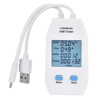 USB Test Cihazı UNI-T LCD USB Test Cihazı Dedektörü Voltmetre Ampermetre Dijital Güç Kapasitesi tester ölçer (UT658 Çift)
