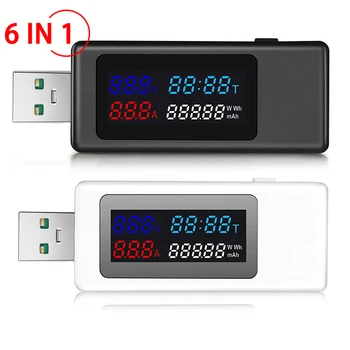 6 İn 1 USB Tester DC Dijital Voltmetre Ampermetre Gerilim Akım Ölçer Zamanlama Ampermetre Dedektörü Otomatik Hafıza Fonksiyonu ile