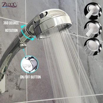 3 Modları Ayarlanabilir Banyo Duş Başlığı Yüksek Basınçlı Su tasarruflu duş Düğmesi Yağış Masaj SPA El Duş Başlıkları