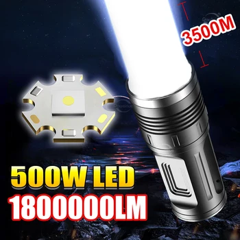 Ultra Güçlü Beyaz Lazer LED el fenerleri USB Şarj Edilebilir Uzun Menzilli Meşale 12000mAh Yüksek Güç Acil Taktik Fener