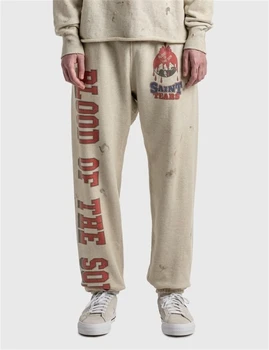 23SS Streetwear Kayısı Aziz Michael Kan Oğlu Sweatpants Erkekler Kadınlar Yüksek Kalite Boy Jogger İpli Pantolon
