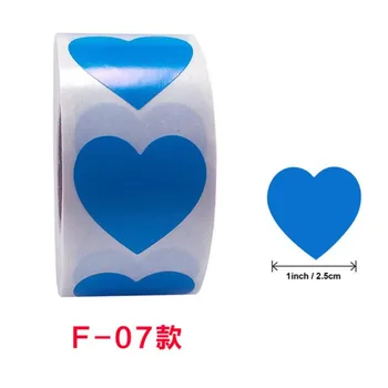 mavi Kalp Şeklinde Etiket Etiketleri siyah Kırtasiye Scrapbooking Sticker Zanaat doğum günü hediyesi Paketi 2.5 cm 500 çıkartmalar / rulo