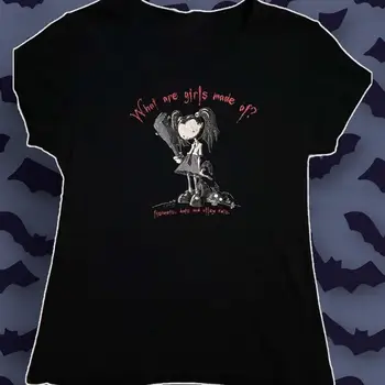 Vintage Üstleri Goth T-shirt Kadın Bodycon siyah T-Shirt Gotik Streetwear Seksi Kadın Üst Rahat E-kız Y2k Tarzı Emo Bebek Tee