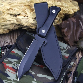 Açık kamp taktikleri Yüksek sertlik paslanmaz çelik küçük düz bıçak wilderness survival macera kendini savunma bıçak