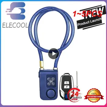 1~5 ADET Akıllı Alarm Kilidi Anti-Hırsızlık Zinciri Bisiklet Kapısı APP Kablosuz Uzaktan Kumanda Mavi Elektrikli Kapı Spiral Dört haneli