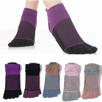 5 Pairs Kısa Tüp kadın Örgü Beş Parmak Çorap Moda Patchwork Bölünmüş Ayak Tekne Çorap Pamuk Nefes Ayak Bileği spor çorapları