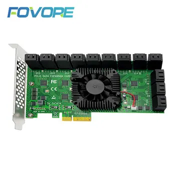 Chi bir Madencilik Yükseltici PCIe 24 Port SATA 3.0 6 Gbps SSD Adaptörü PCI-e PCI Express x4 Denetleyici Genişletme Kartı Destekler x4 x8 x16