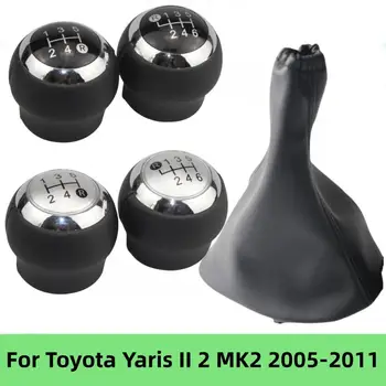 Siyah / Gümüş Vites Topuzu Kolu Shifter Kalem Körüğü bot kılıfı Toyota Yaris II 2 MK2 2005 2006 2007 2008 2009 2011