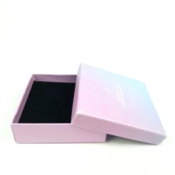 özelleştirilmiş tasarım Özel logo siyah köpüklü lüks pembe kağıt karton mücevher hediye kutusu