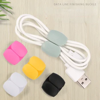 4 adet / grup Küçük Kablo Sarıcı Moda Taşınabilir Seyahat USB şarj Tutucu masa düzenleyici Tel Kordon Ev Masaüstü Dekorasyon için