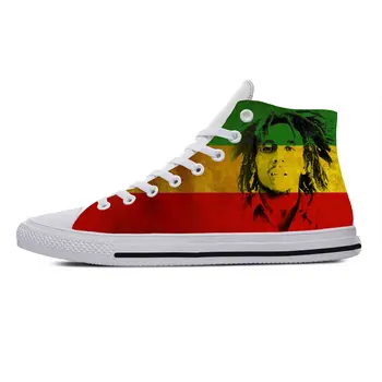 Efsane Bob Marley Reggae Rasta Müzik Kaya Moda Rahat Bez Ayakkabı Yüksek Üst Rahat Nefes 3D Baskı Erkek Kadın Sneakers